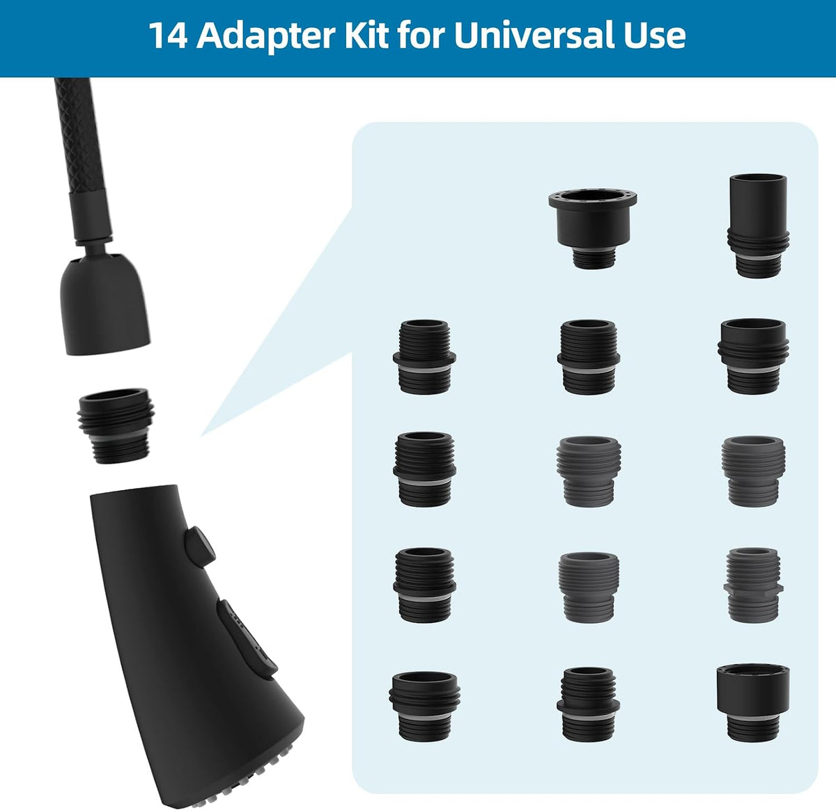 Curve Kitchen Faucet Sprayer Head Compatible with Kohler, Matte Black