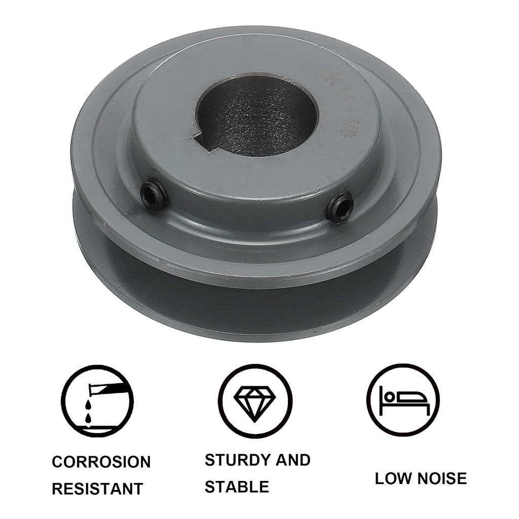 uxcell BK34-1 1/8 V-Belt Sheave 1-1/8"Bore 3.55"OD Single Groove Web Sheave Bored-to-Size Sheave, Cast Iron, Belt Section for 3L or B Belt