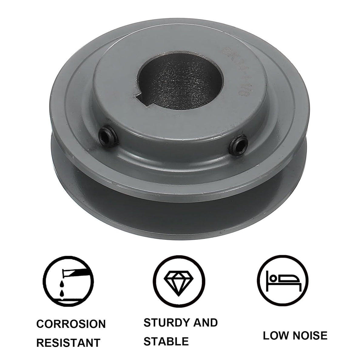 uxcell BK34-1 1/8 V-Belt Sheave 1-1/8"Bore 3.55"OD Single Groove Web Sheave Bored-to-Size Sheave, Cast Iron, Belt Section for 3L or B Belt