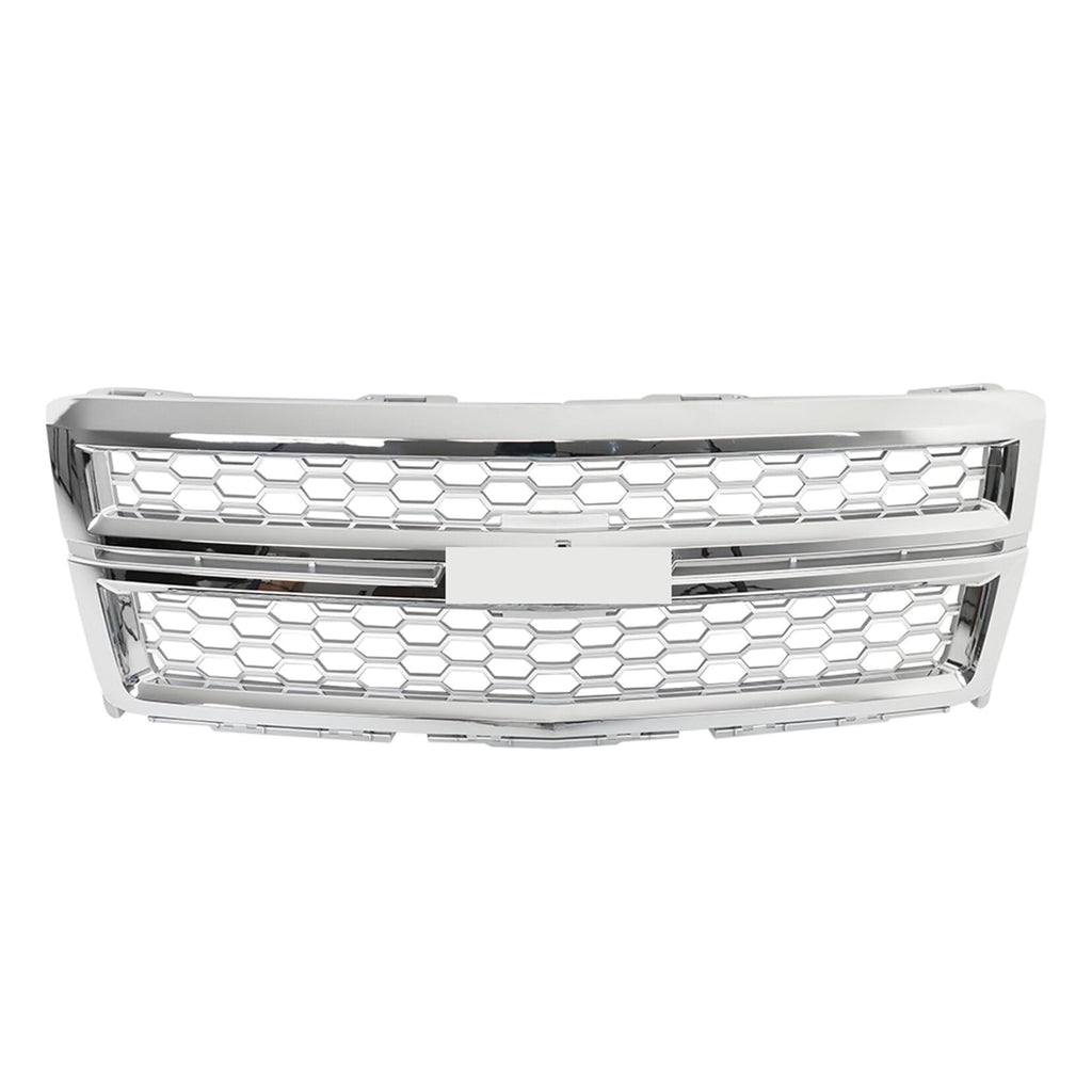 SEBLAFF Front Grille Upper Silver Replacement for S-ilverado 1500