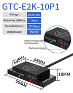 YZHATDH E2K Series Proximity Sensor Matrix Capacitive Switch 10-30V DC 3-Wire NPN PNP Sensing Distance 10mm Adjustable