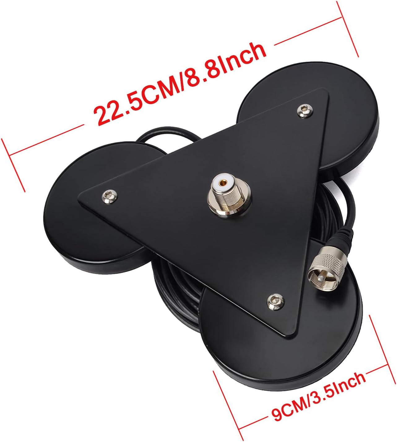 Heavy-Duty SO239 Magnetic Antenna Mount Base with Triple Magnets | W/5M(16.4 ft)RG-58 Cable PL-259 Plug