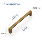 Antique Brass Cabinet Handles Solid Square Pulls 5 Inch 10 Pack