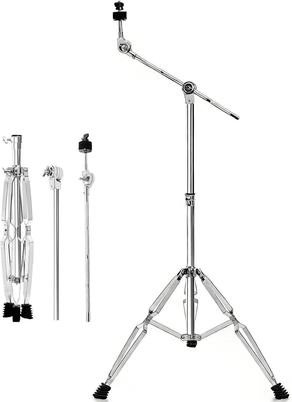 Cymbal Boom Stand Adjustable Height 30"-58", Double Braced Tripod Cymbal Straight Stand with Non-slip Rubber Feet for
