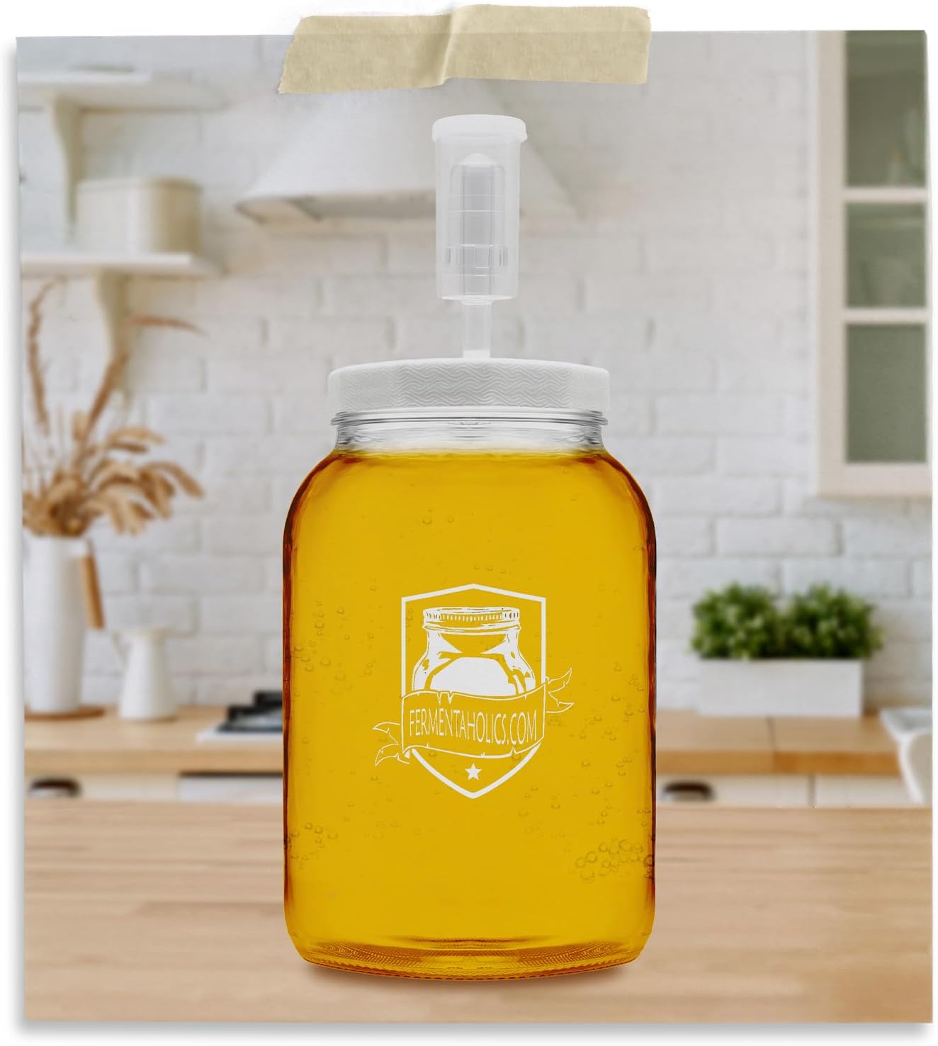 2 Pack - 110mm One Gallon Fermentation Lid, Gasket & 3-piece Airlock - Airtight Lid Turns Gallon Jar Into A Fermenter