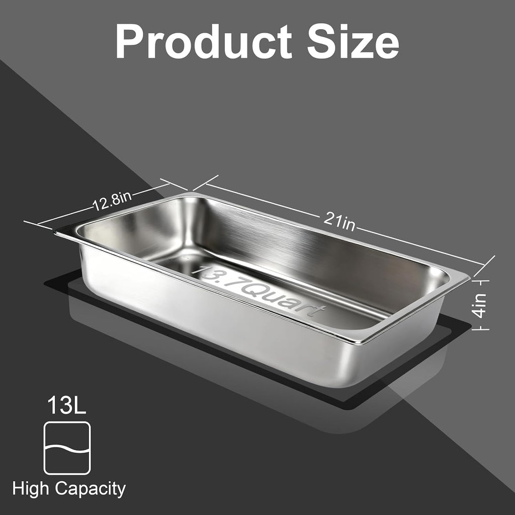 Hotel Pans with Lids 2 Pack 1/1 Size 4" Deep