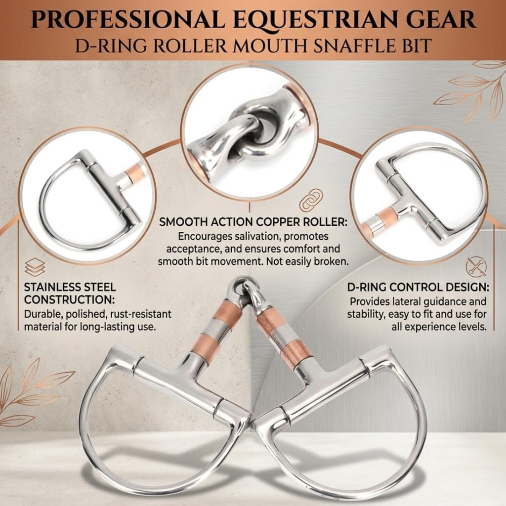Snaffle Horse Bit with Rollers – Stainless Steel Horse Training Bit for Equestrian Riding, Western Tack Horse Bit for