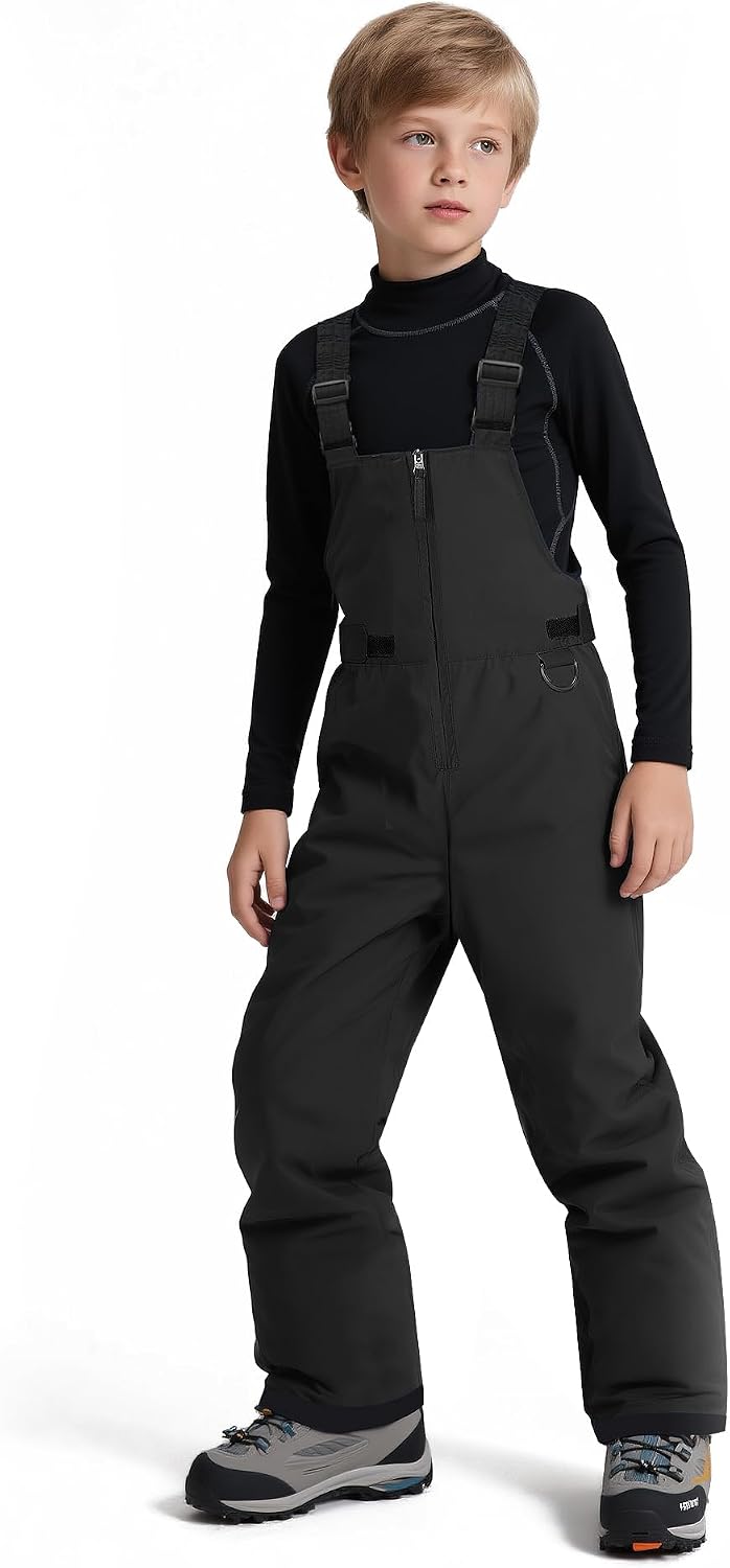 Boys Ski Pants Winter Snow Bibs Kids Insulated Snowboarding Overalls | Waterproof,Front zipper fly design,Built-in