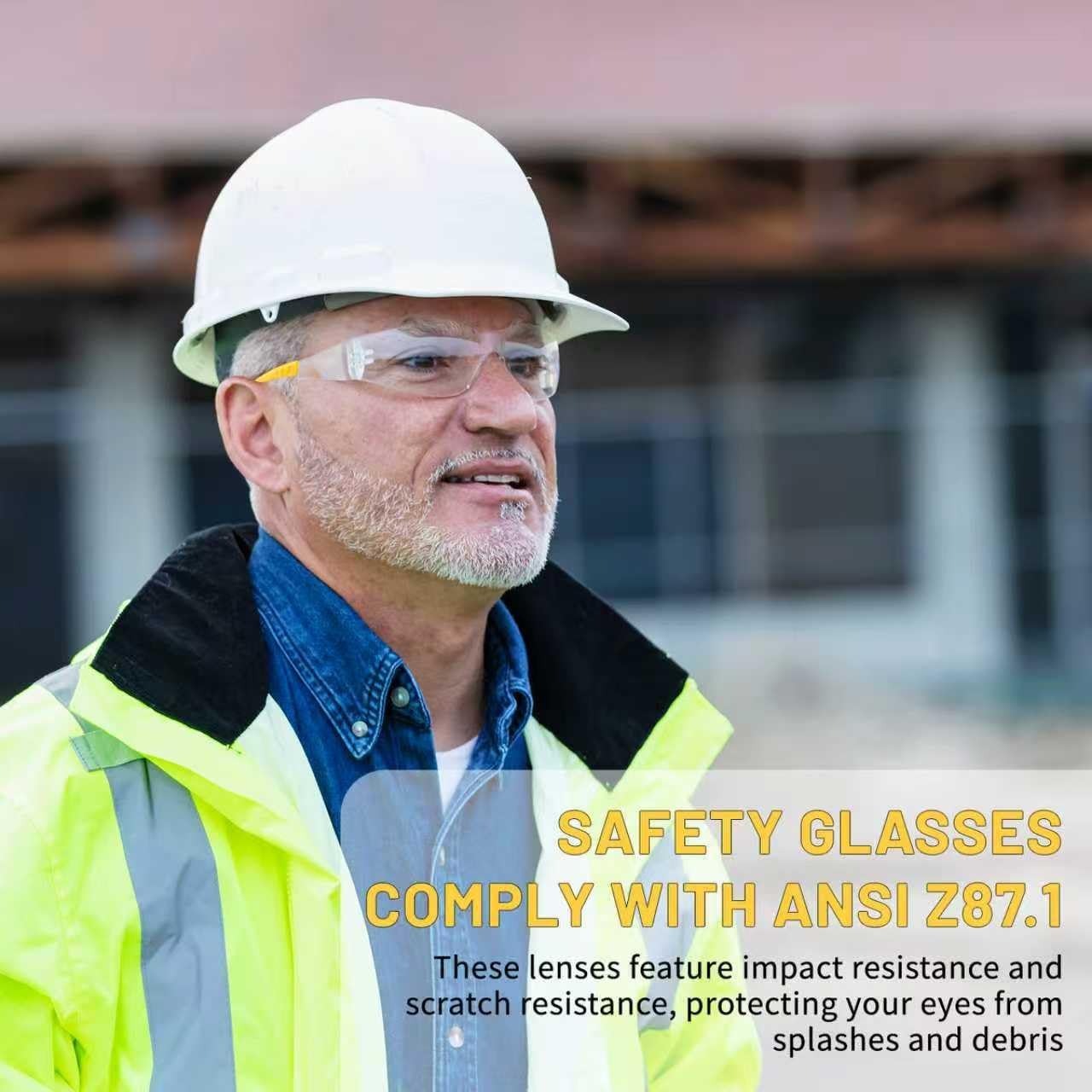 Anti Fog Wraparound Safety Glasses Bulk, ANSI Z87.1 Certified for Construction, Yard Work, Laboratories