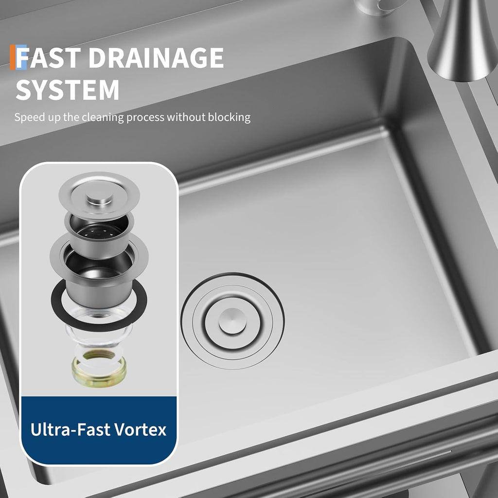 Utility Sink, Single Bowl Kitchen Sinks, Stainless Steel Laundry Tub