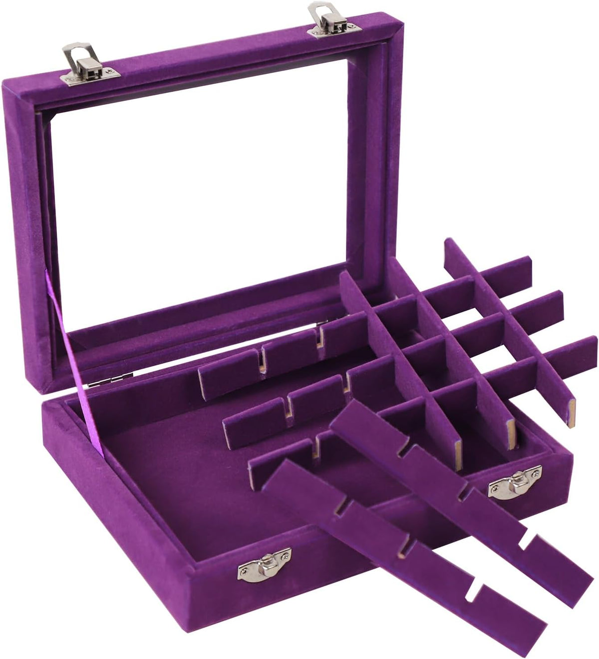 Velvet Jewelry Box 24 Grid Jewelry Earrings Display Organiser Box Ring Tray Holder Earrings Storage Case for Girls