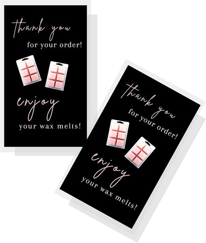 Thank You For Your Wax Melt Purchase Card | 50 pk 2 x 3.5” Wax Melt Supplies Homemade Customer Thank You How To Care
