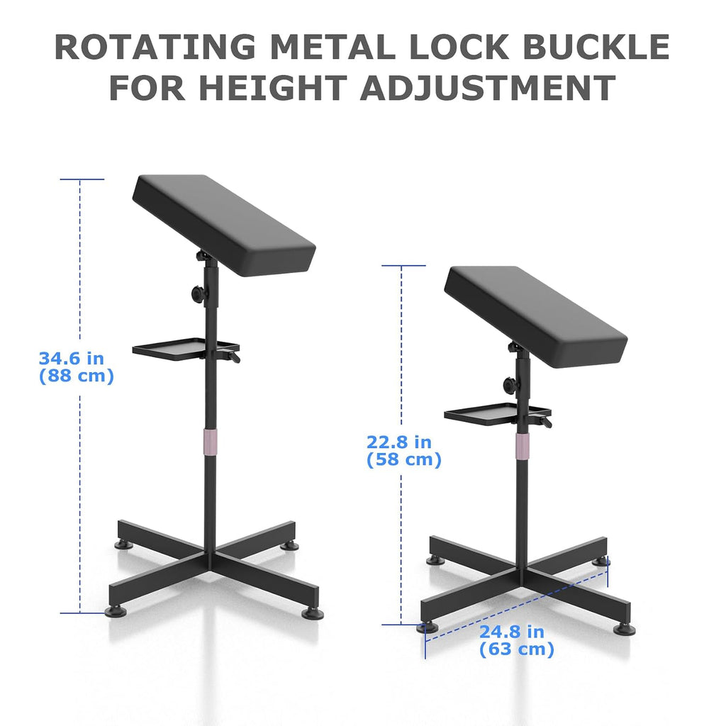 Tattoo Armrest Stand with Tray for Tattoo Supplies, Cross Base