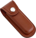 4 Inch Leather Pocket Knife Sheath for Belt Carry | Genuine cowhide folding knife pouch with snap closure for
