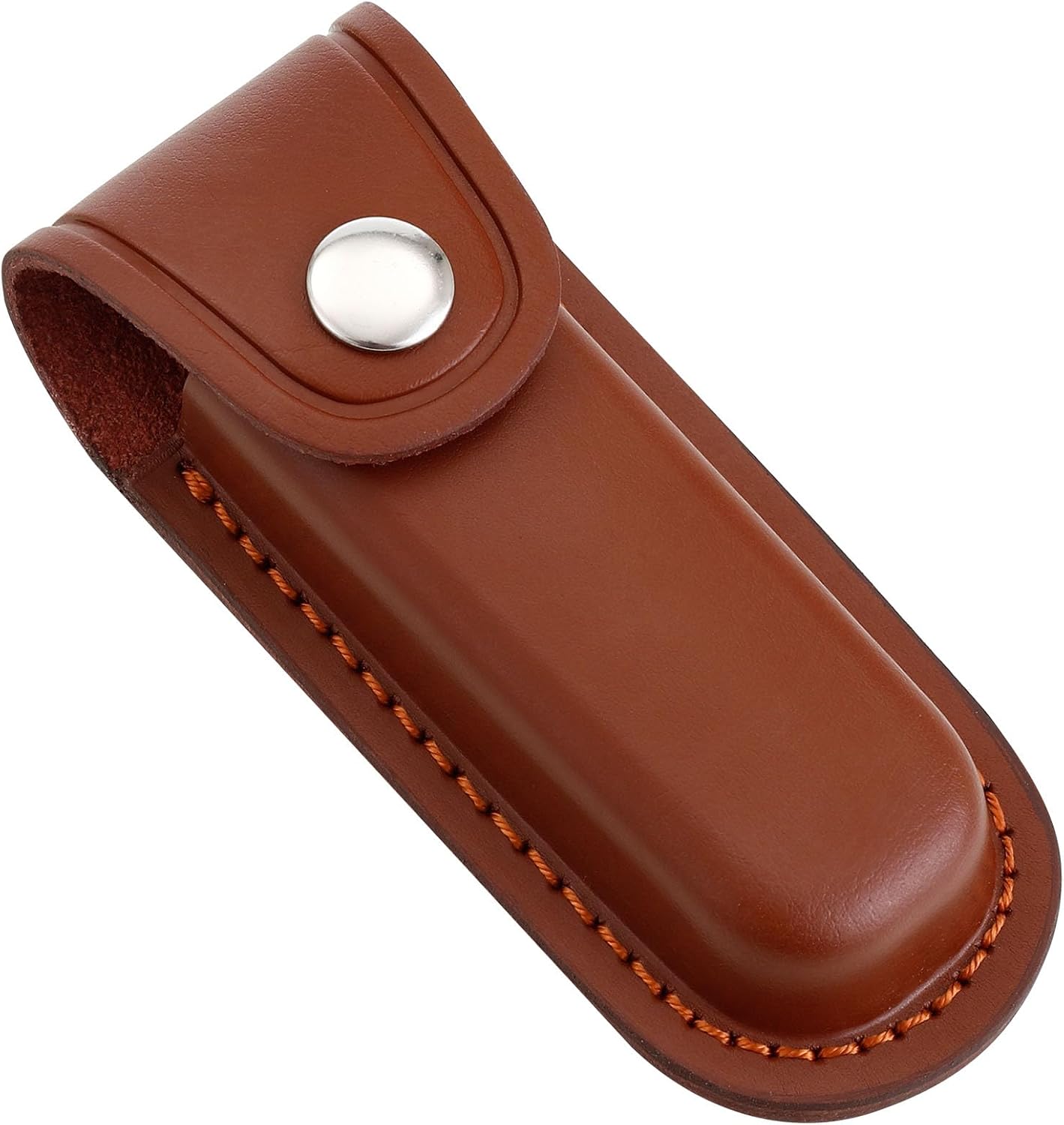 4 Inch Leather Pocket Knife Sheath for Belt Carry | Genuine cowhide folding knife pouch with snap closure for