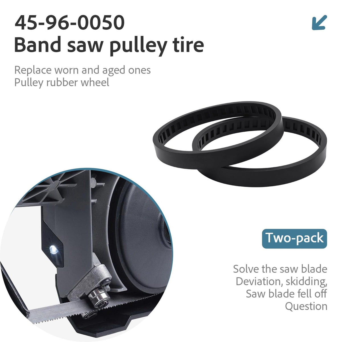 45-96-0050 Pulley Tire Fits 2829-20 Bandsaw Drive Replacement Belt (2 pack)