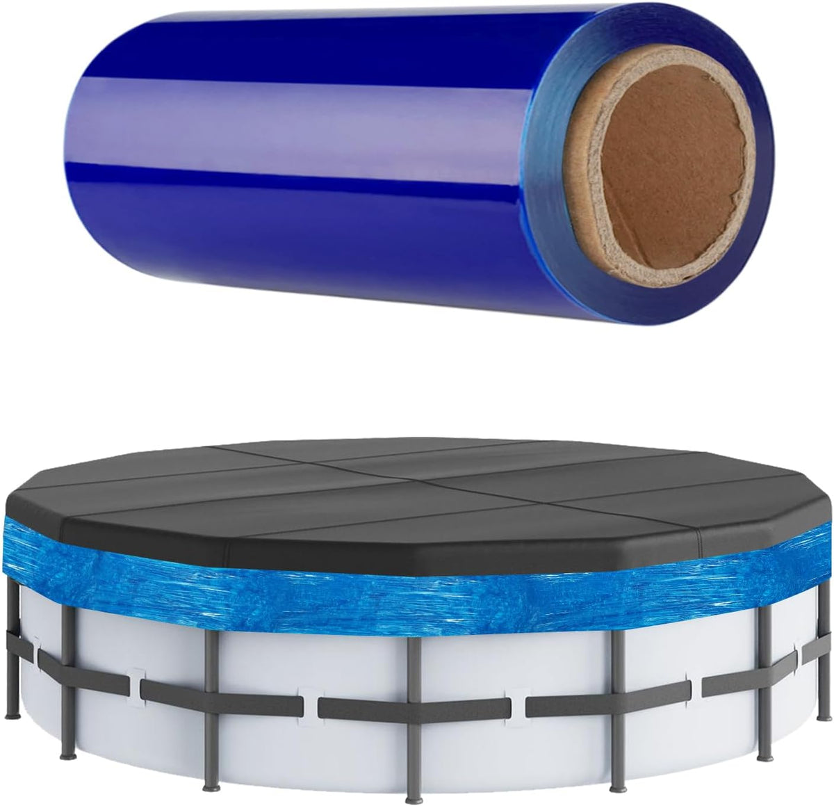 1200FT Winter Pool Cover Seal for Above Ground Pools, Stretchable Pool Cover Wrap Stretch Film Cling,Heavy Duty