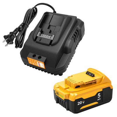 20v Max Battery Replacement for Dewalt Battery 5.0Ah with DCB112 Battery Charger Station for DCB200 DCB120 Black