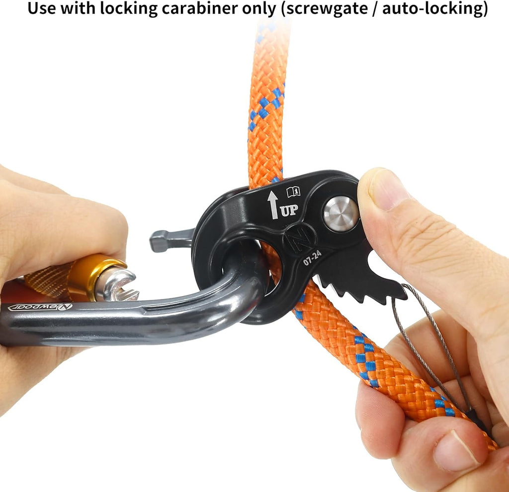 Rope Ascender Lightweight Rope Clamp Ascender Riser Adjuster Fits 8-13mm Rope Self-Locking Grip for Rock