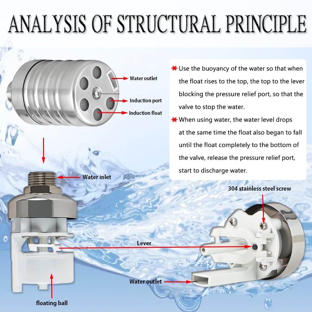 Float Valve,1/2" to 1'' water level control float valve, 304 Stainless Steel Fully Automatic water shut off valve