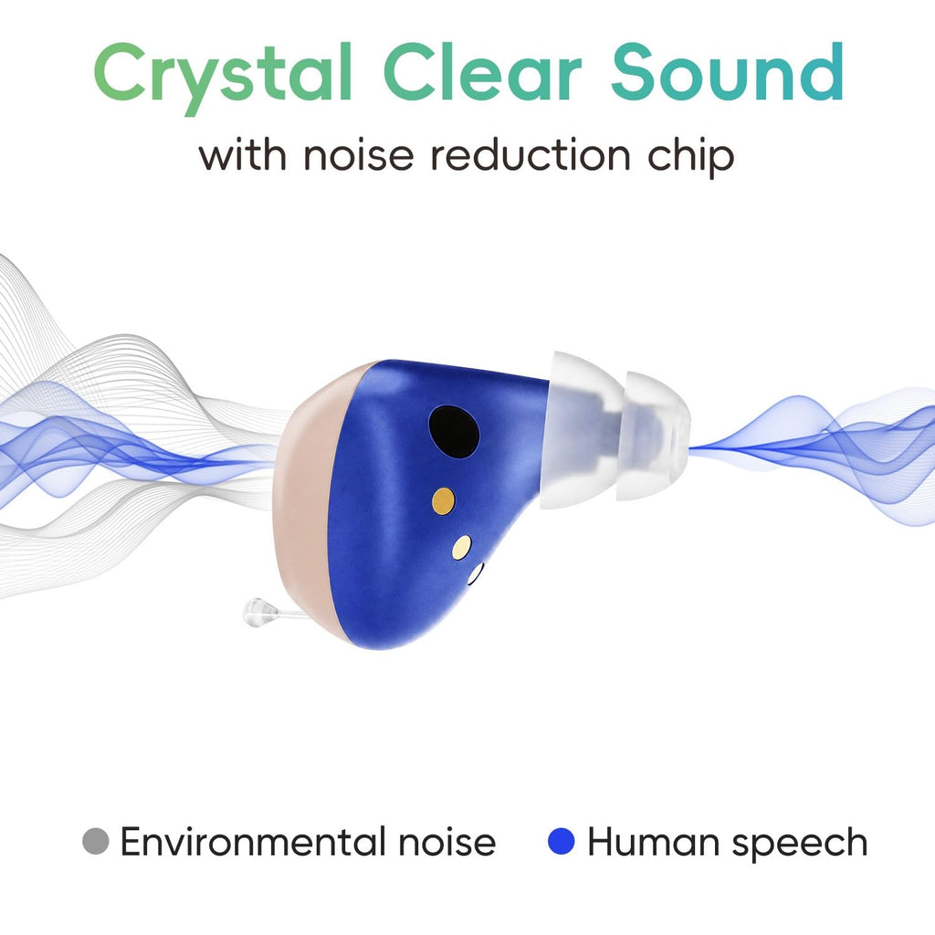 Rechargeable OTC In-Ear Hearing Aids for Seniors, ivory white