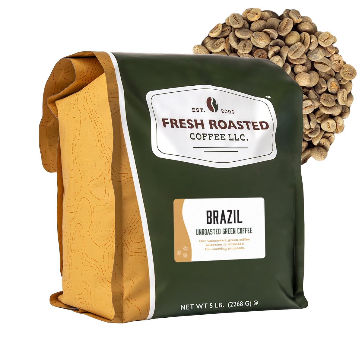 Brazil Unroasted Green Coffee Beans for Home Roasting, Kosher, 5 lb (80 oz)