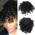 Curly Bangs for Black Women Short Afro Kinky Curly Bangs Clip in Bangs(1B,single bangs)