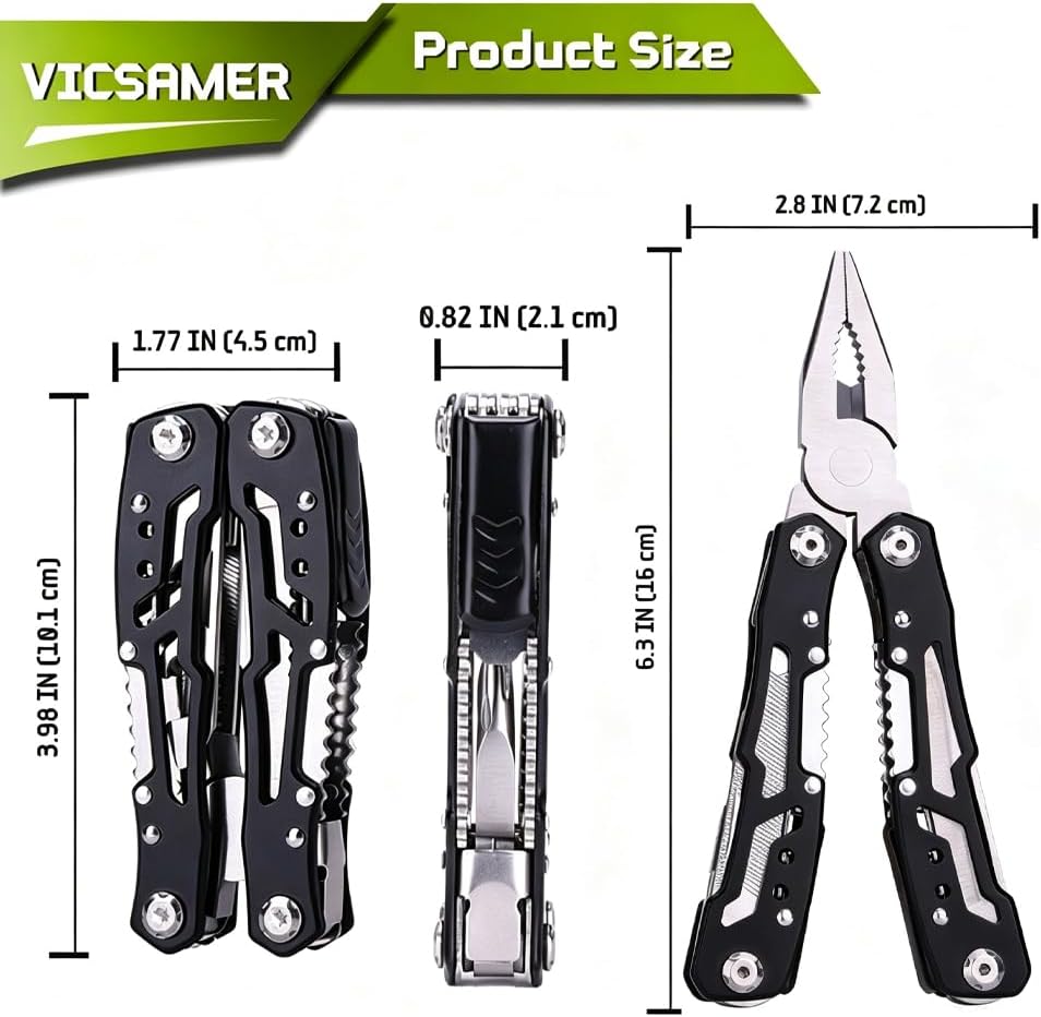 14 in 1 Multitool Pliers with Safety Lock, Professional Stainless Steel Pocket Knife, Portable Survival Gift for