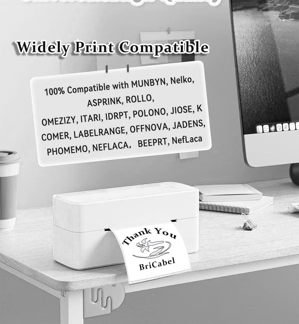 4" x 4" Thermal Labels Printable Shipping Label Stickers with Strong Adhesive, Large White Sticker Square Labels for