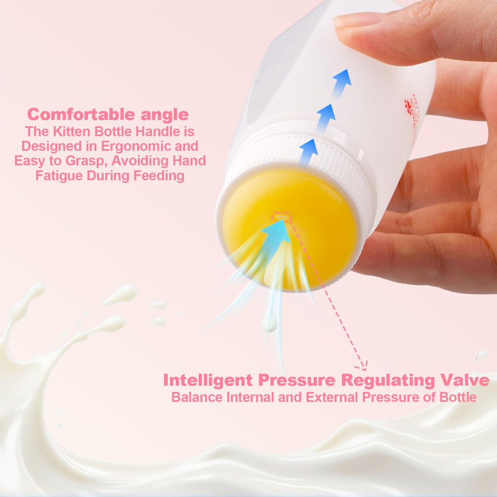 Kitten Bottle Feeding kit with Feeding Nipple and Syringe, Soft Silicone Nursing Pet Feeding Bottle, Ventilation