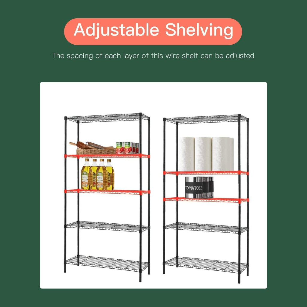 14" D×36" W×72" H Wire Shelving Unit Commercial Metal Shelf with 5 Tier Adjustable Layer Rack Strong Steel for
