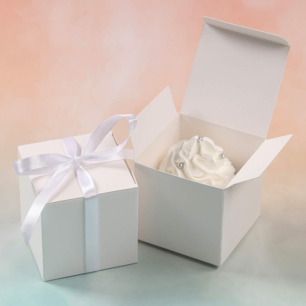 60pcs Wedding Favor Boxes, 3x3x3 In Small Gift Box with Ribbons