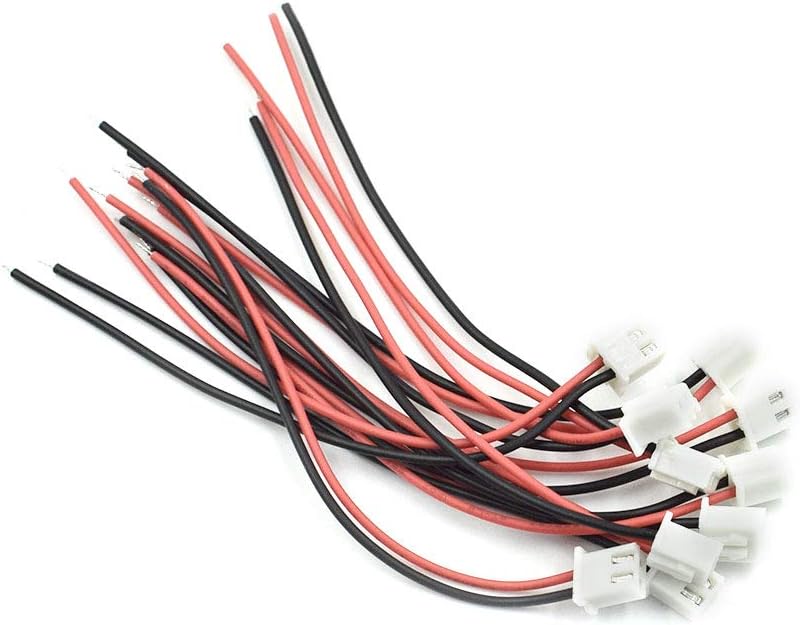 Hxchen JST XH2.54-2P 2.54mm Pitch 2 Pin Female Connectors Cable Plug Header Expansion Wire 100mm - (10 Pcs)