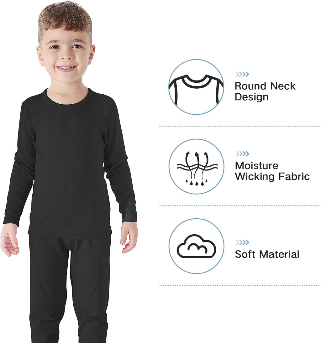 Heavyweight Thermal Underwear Base Layer Set for Boys | Fleece Lined, Moisture Wicking, 4 Way Stretch, No Itchy