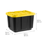 4-Pack 12 Gal Heavy Duty Storage Tote Bins with Lids, Black/Yellow