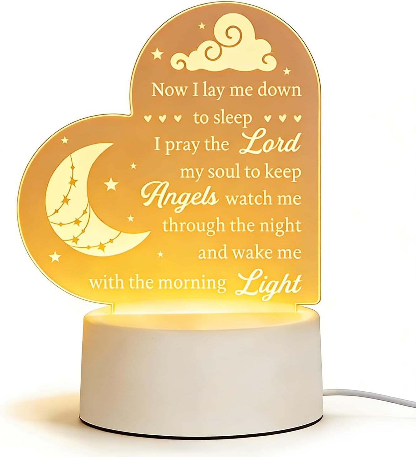 Baptism Gifts for Girl Boy, Cozy Baby Nursery Night Light for Bedtime Prayer, Baby Christening Gifts for Boys Girls