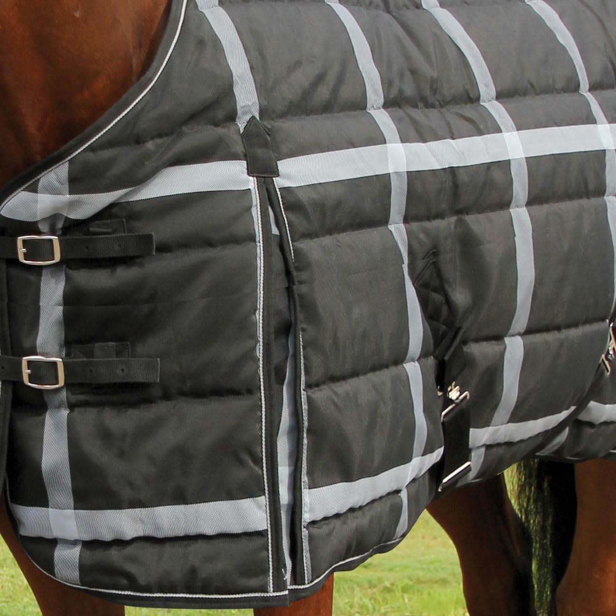 Highland 1200D Lightweight Stable Blanket (78, BlackPlaid)
