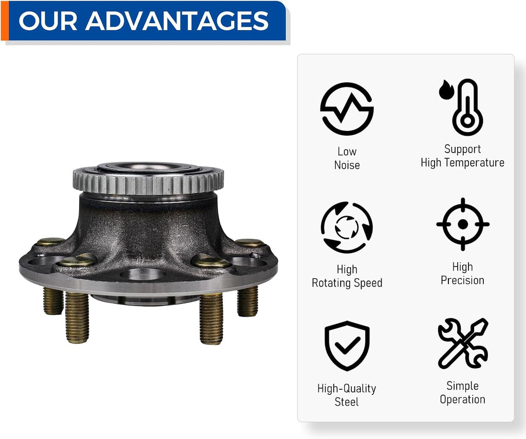 PAROD 2PCS 512188 Rear Wheel Hub & Bearing Assembly Fit for Honda Accord 2003-2007, Acura TL 2004-2008
