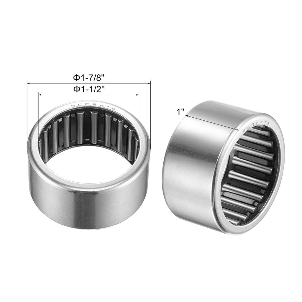 uxcell SCE2416 Needle Roller Bearings 1-1/2" Bore 1-7/8" OD 1" Width