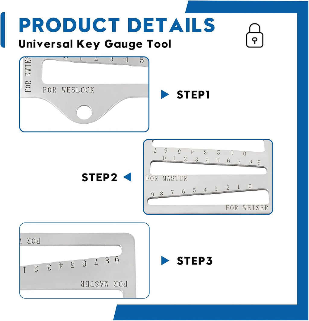 Universal Key Gauge Tool for Kwikset, Weiser, Weslock Locks