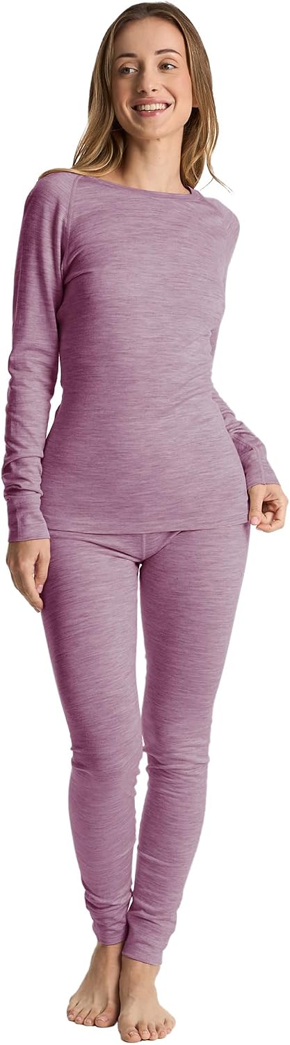 Women's 100% Merino Wool Thermals Base Layer Set | Long Johns for Women, Winter Thermal Underwear, Cold Weather Base