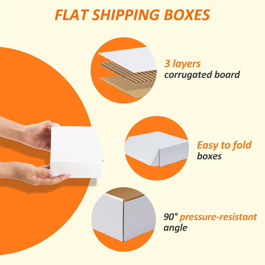 7x5x2 Small Shipping Boxes Set of 6, White Corrugated Cardboard Mailer Box for Packing, Mailing, Small Business