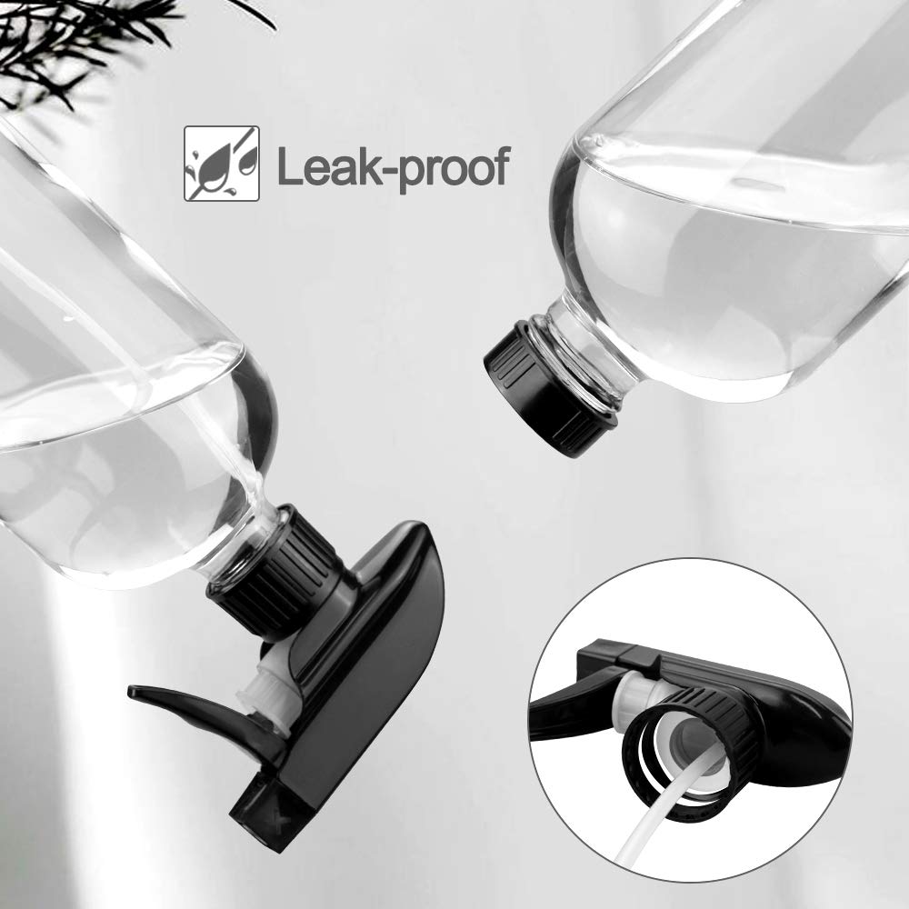 Glass Spray Bottles, 16oz Refillable Containers, Empty Boston Round Bottles with Labels & Adjustable Nozzle for