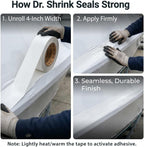 DS-704W White Heat Tape for Shrink Wrap, 4" x 180'