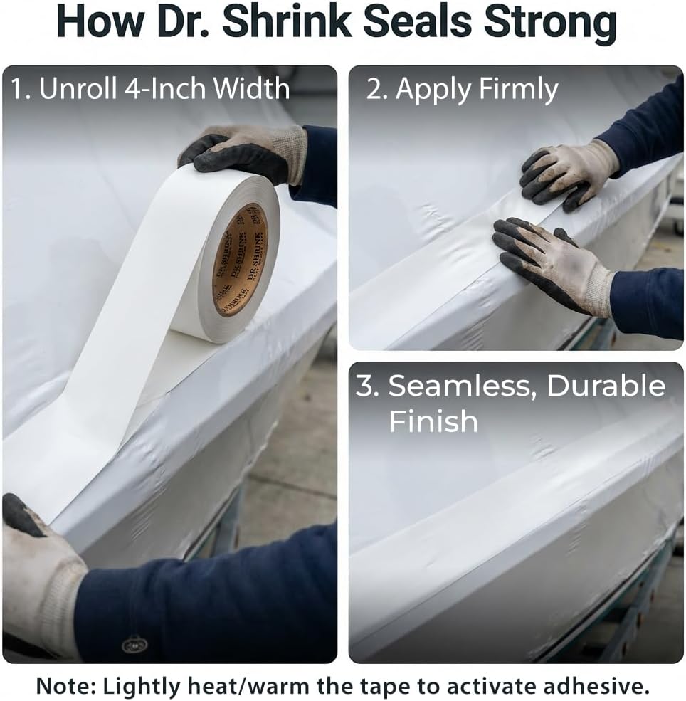 DS-704W White Heat Tape for Shrink Wrap, 4" x 180'