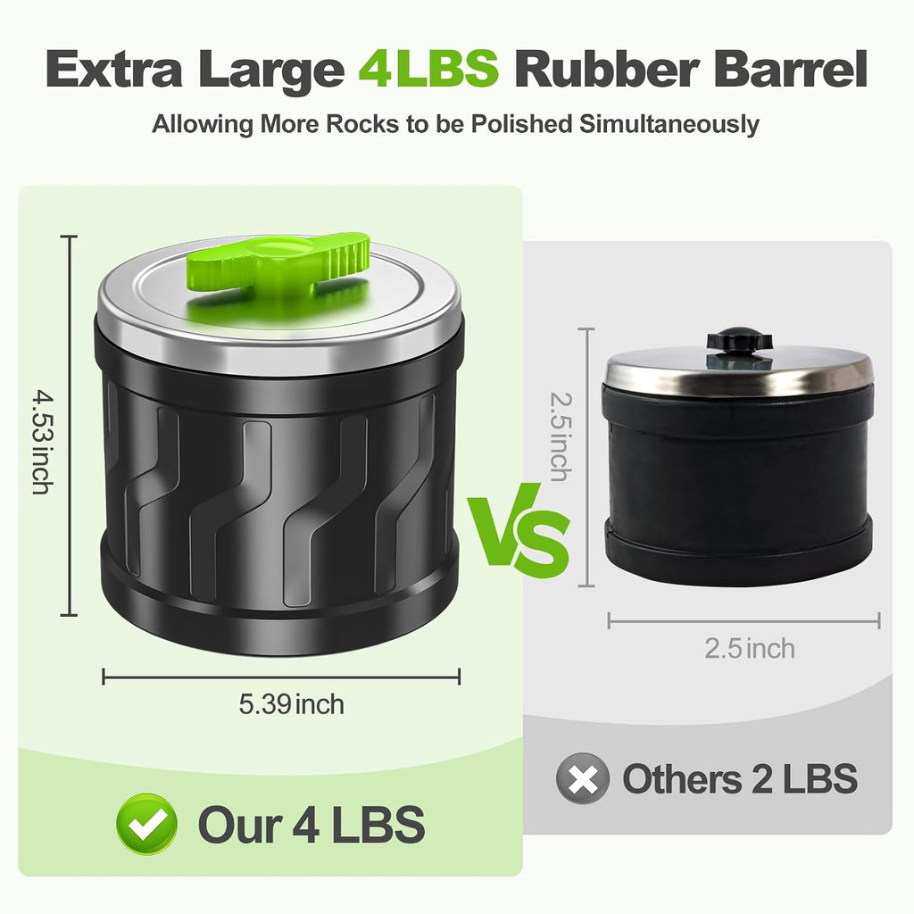 A1 Professional Rock Tumbler Kit, 4LB Extra-Large Barrel with Cutting-Edge Brushless Motor, Adjustable Speed & Timer