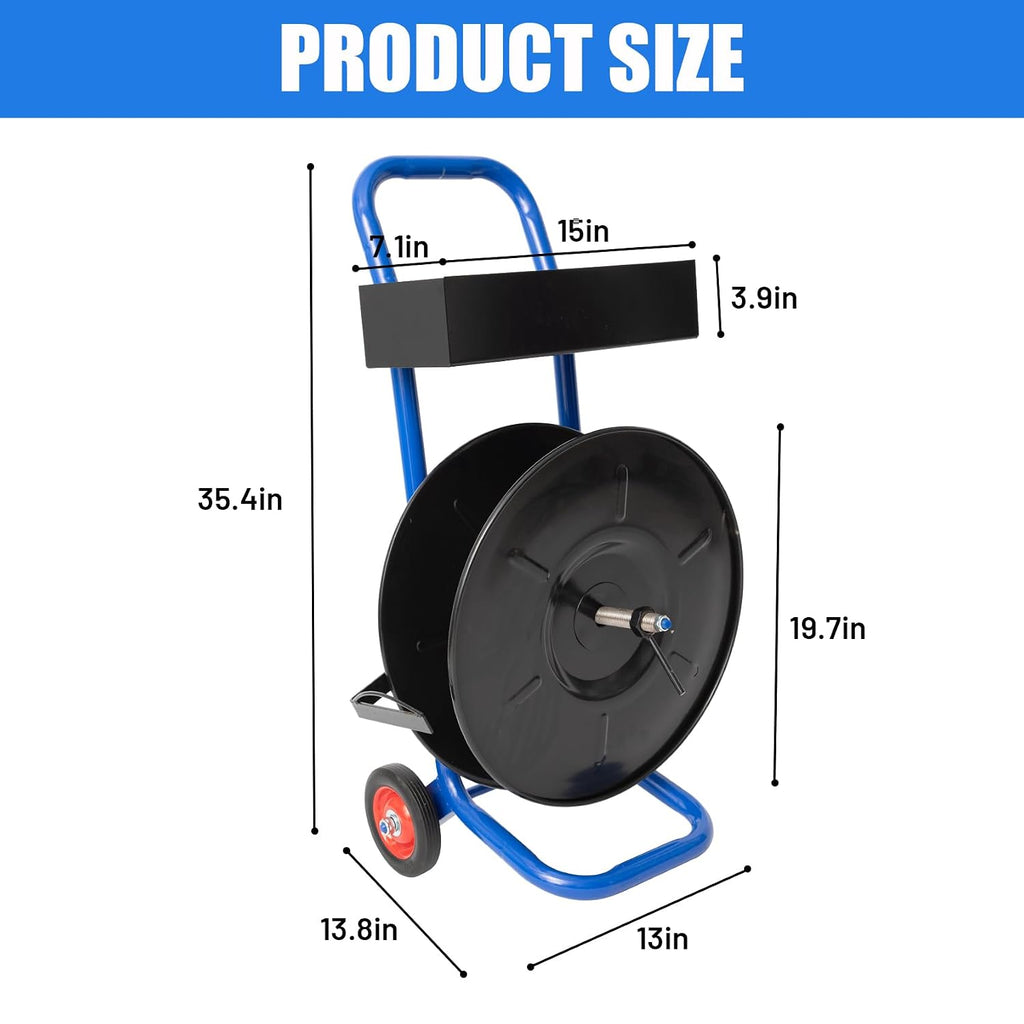 8" Core Size, Banding Strapping Cart Dispenser for Poly, Fiber Strapping