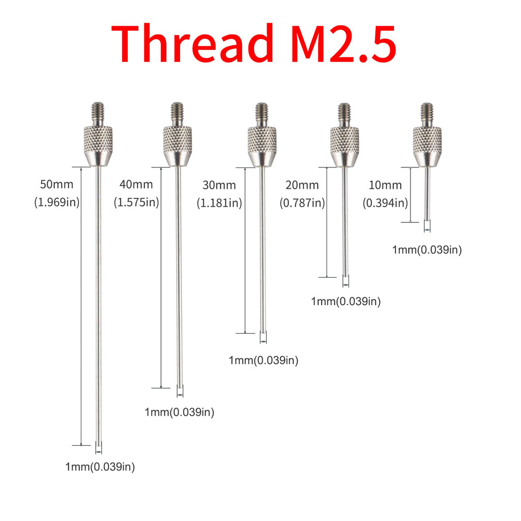 Needle Point Contact Points Diameter 1mm/1.5mm Set for Dial Digital Indicators Depth Gauge M2.5 Thread (D1mm (M2.5 Thread))