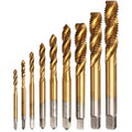 Yakamoz Spiral Flute Tap Set, 9Pcs HSS Titanium Metric M2-M12