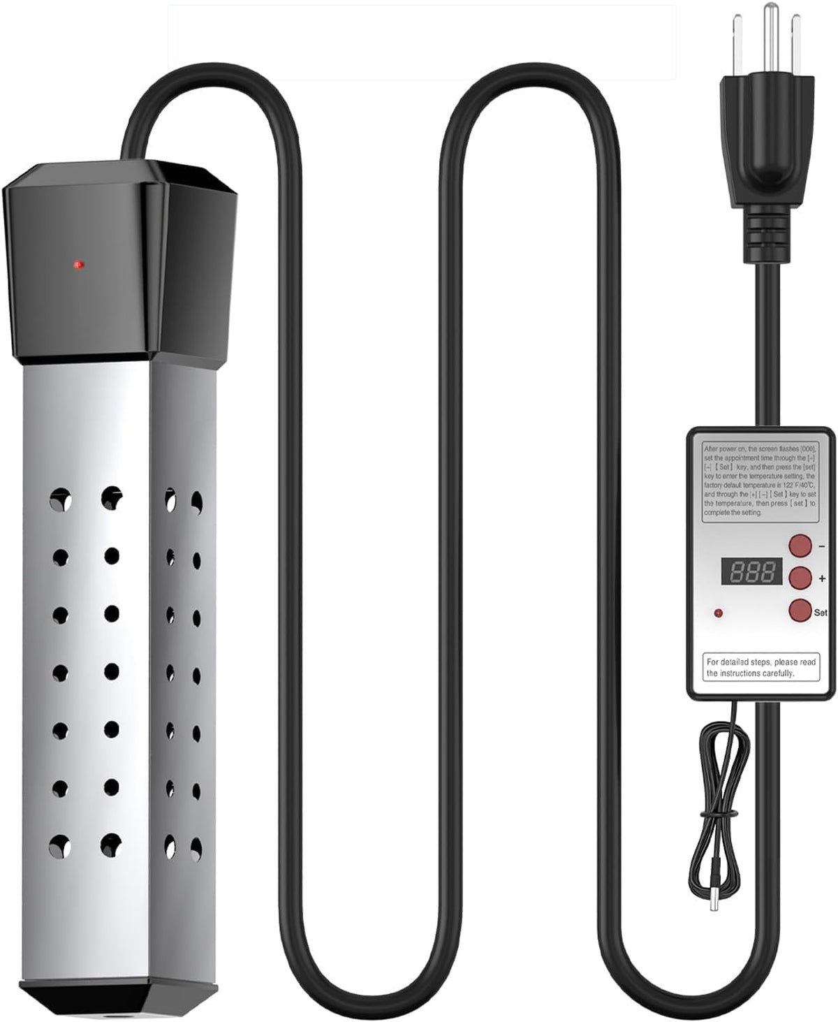 2000W Pool Heater for Inflatable Above Ground Swimming Pool, Immersion Water Heater for Bathtub with Thermostat